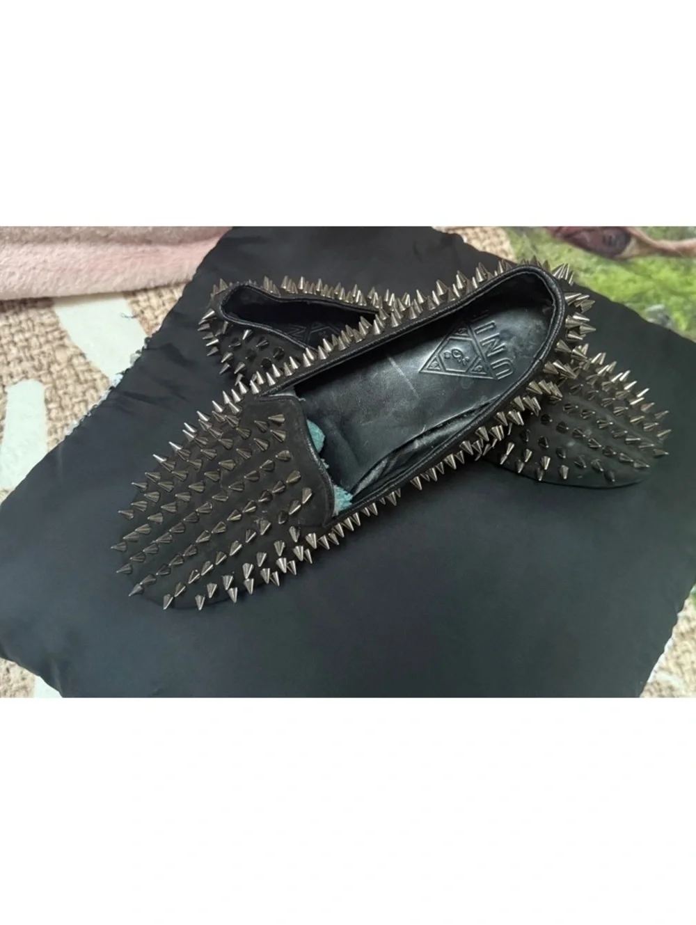 Unite Black Suede Loafers sz 9 with Silver Spikes [COPY]